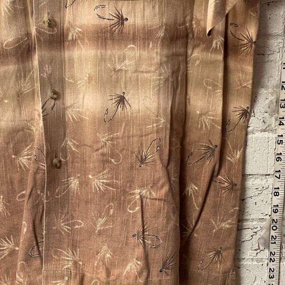 Fly fishing Men’s novelty print button front shirt top by outfitters Large - Picture 3 of 8